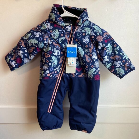 NWT Roxy Medieval Blue Neo Infant Girls' Rose Snow Jumpsuit - Picture 4 of 10